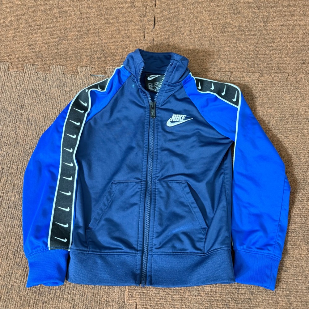 Nike Kids Blue Swoosh Taping Full Zip Track Jacket Sportswear Size 4 3-4YRS 726‎